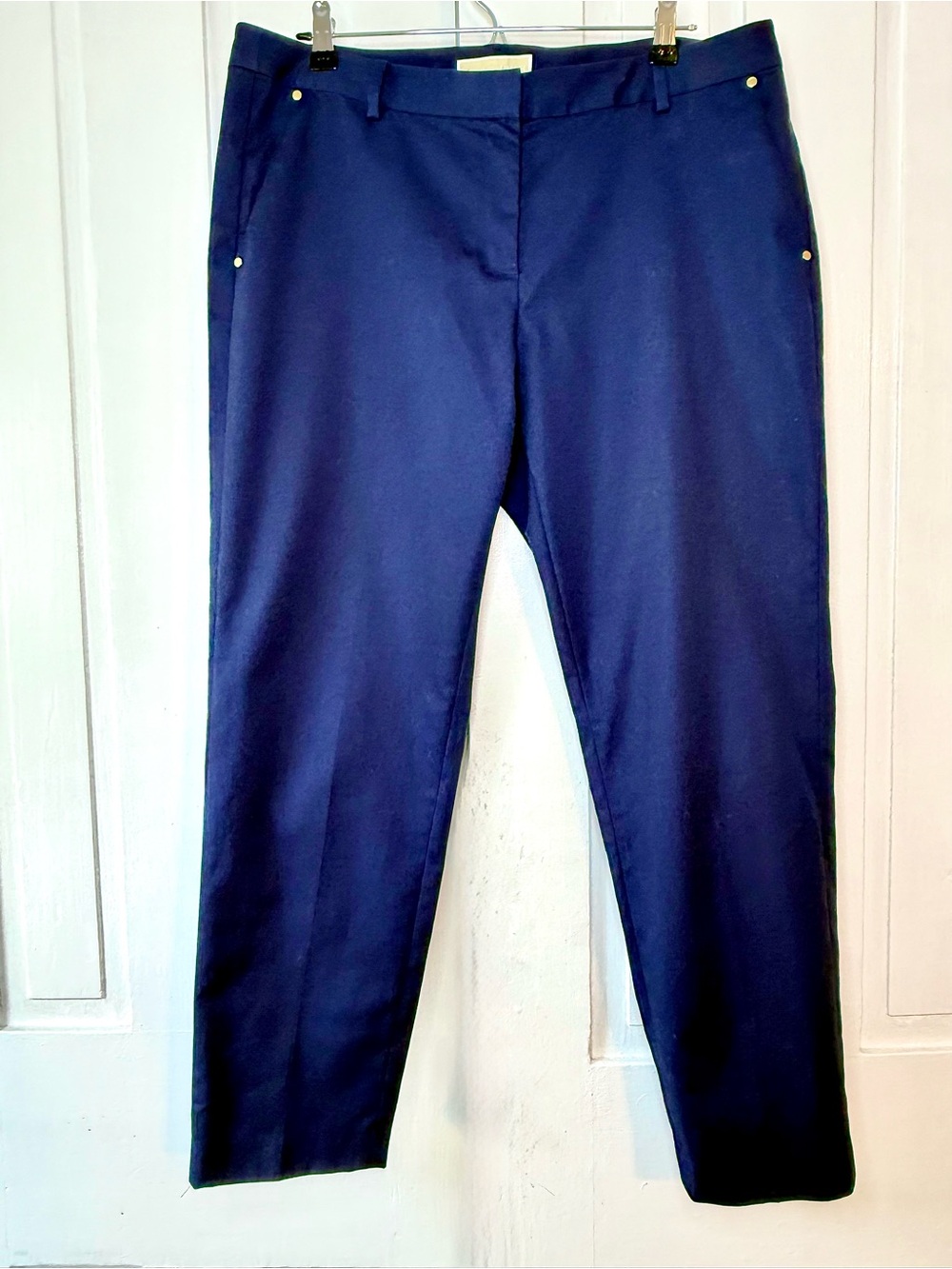 MICHAEL Michael Kors Navy Blue Ankle Dress Pants with Gold Hardware - 12